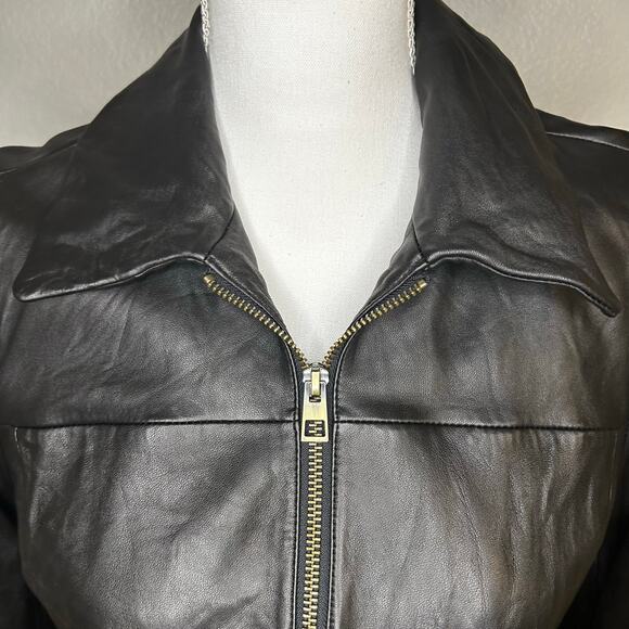 Madewell lamb leather shrunk zip front brass hardware jacket size 6** - Picture 2 of 15